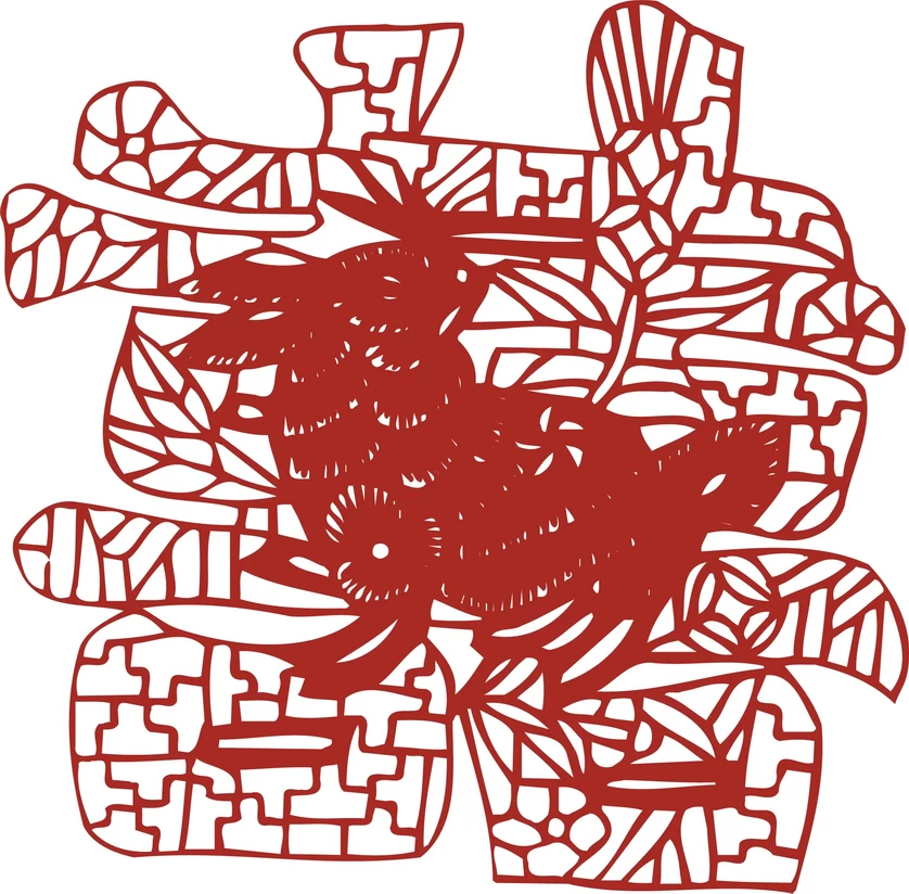 中国风中式传统喜庆民俗人物动物窗花剪纸插画边框AI矢量PNG素材【2627】